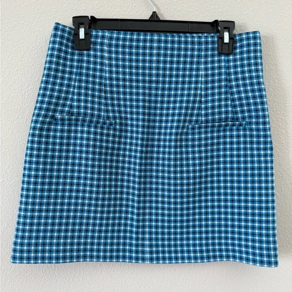 Zara Blue Plaid A-Line Skirt - Picture 3 of 6